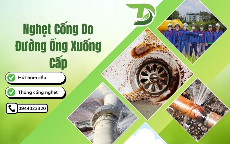Nghẹt cống do đường ống xuống cấp