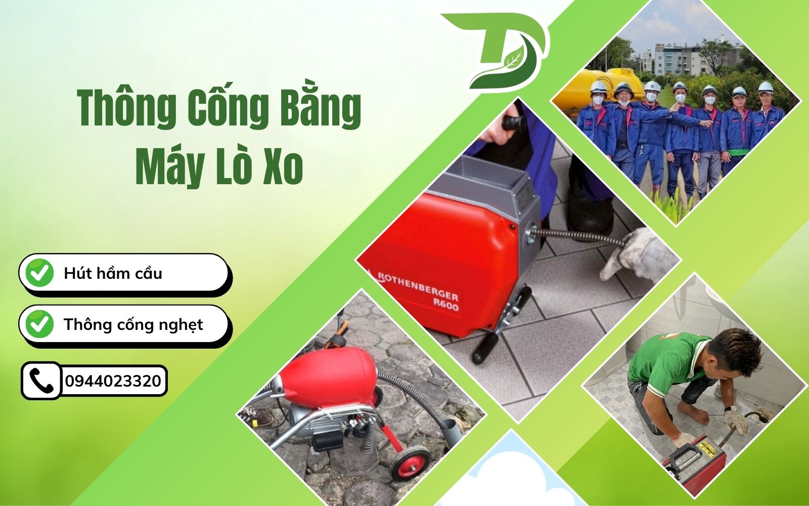 Thông cống bằng máy lò xo